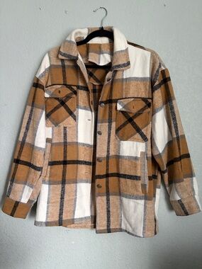 FLANNEL SHACKET (No Size Tag-See measurements)